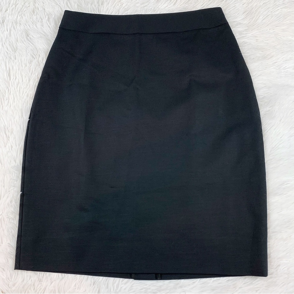 Kate Spade black pencil skirt solid workwear back slits exposed zipper
